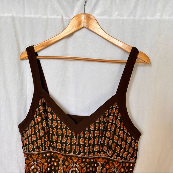 Signature By Robbie Bee women flowery Maxi dress brown orange size 16 - Picture 6 of 10